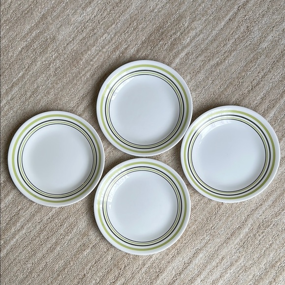 Set of 4 Corelle Corning Garden Sketch Bands Bread and Butter Salad Plates 6 3/4 - Picture 1 of 11